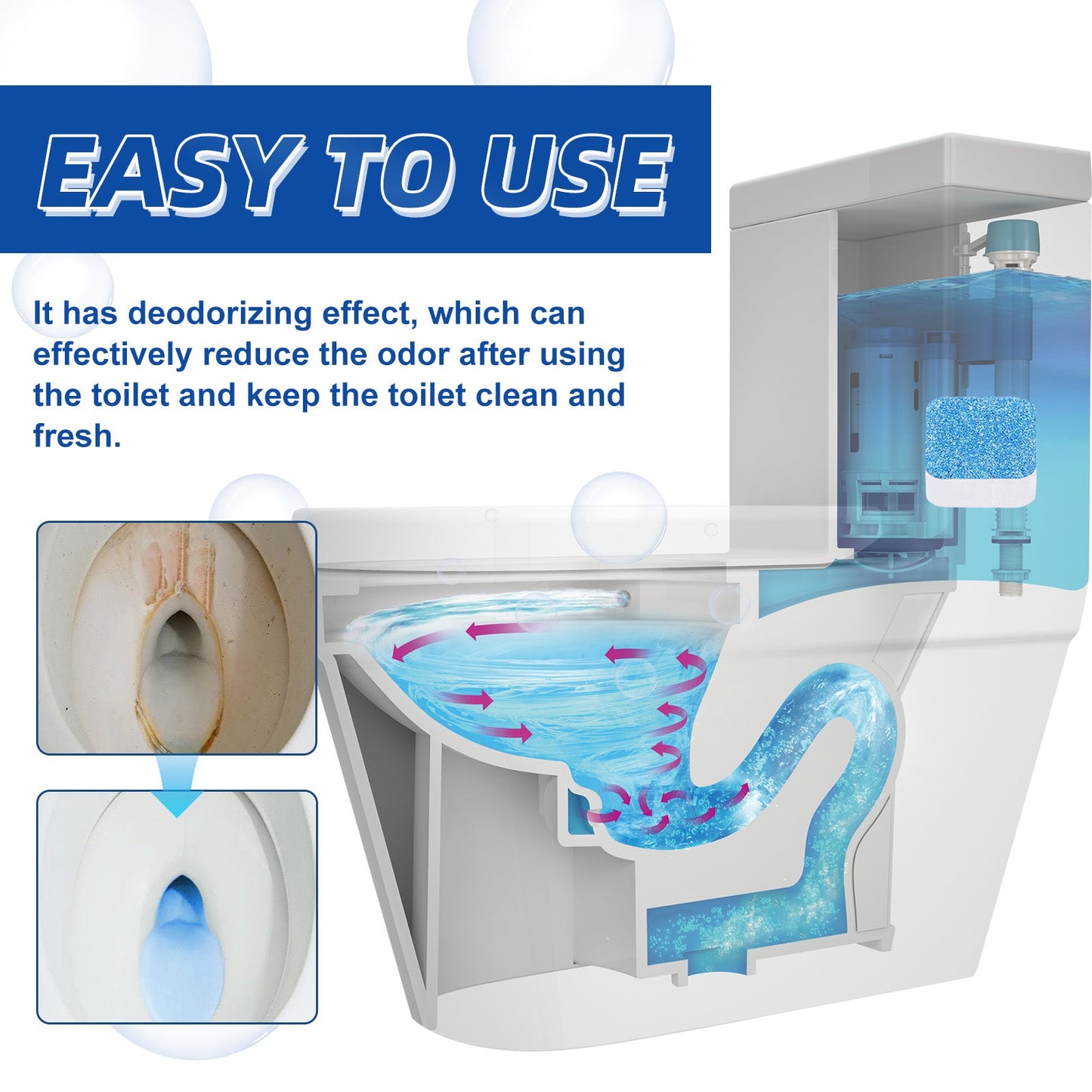 Jakehoe Toilet cleaning tablets（Barrel） Household Bathroom Toilet Deodorizing and Dirt-Removing Cleaning Tablets for Urine Stains