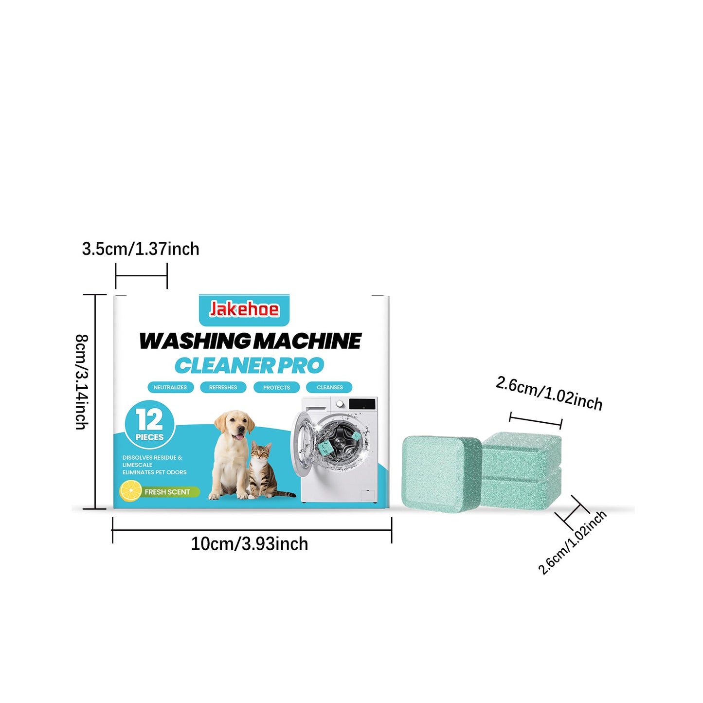 Jakehoe Washing machine cleaning tablets Daily household drum washing machine gently cleans stains, scale, and odors