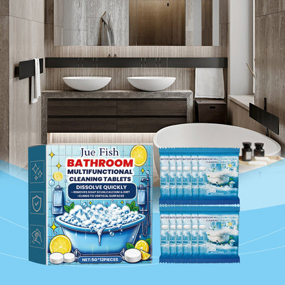 Jue-Fish Bathroom cleaning effervescent tablets Bathroom sink stain remover and fragrance-retaining glass bathtub scale cleaner