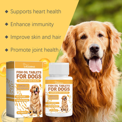 Yegbong Multivitamin Fish Oil Tablets for Dogs Pet dog hair care, moisturizes the skin, and protects pet health