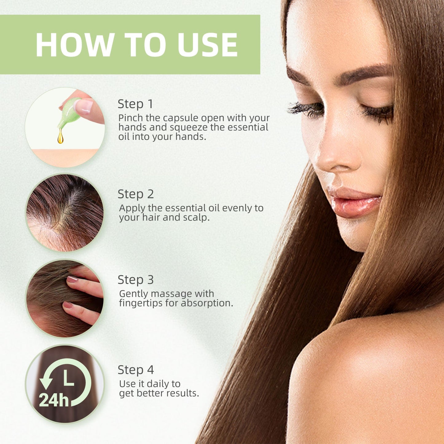 eelhoe Castor Oil Hair Thickening Capsules Repair hair damage, nourish, smooth, shine and strengthen hair, hair care capsules
