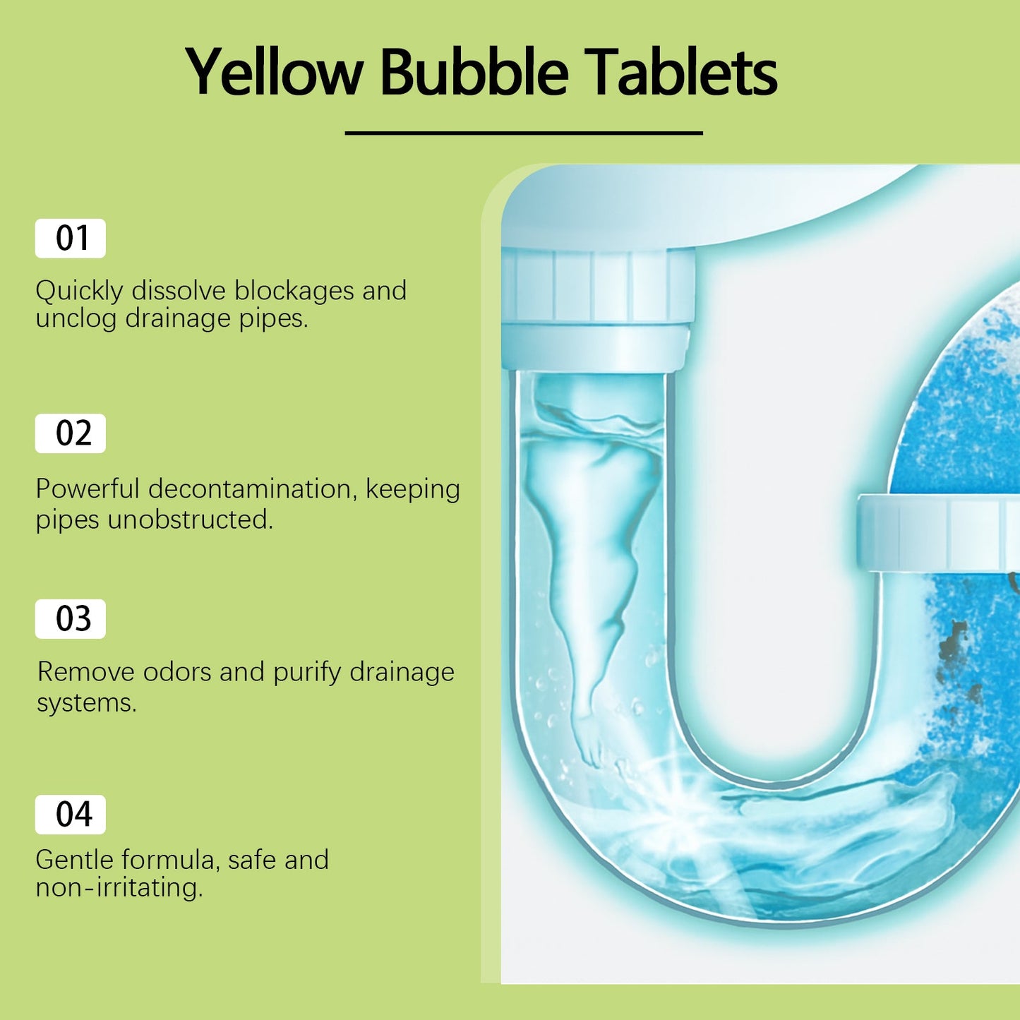 Jakehoe Pipe cleaning tablets Household cleaning drain cleaner for unclogging hair and grease in sewers
