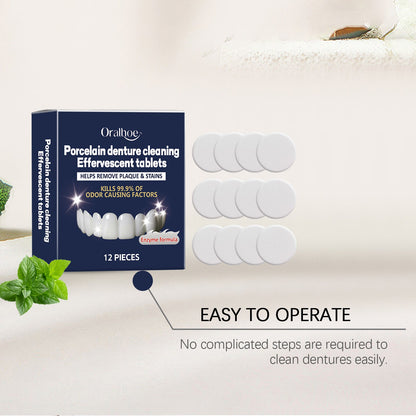 Oralhoe Dental retainer cleaning effervescent tablets Fresh Breath Dental Braces Denture Cleaning Stain Care Effervescent Tablets