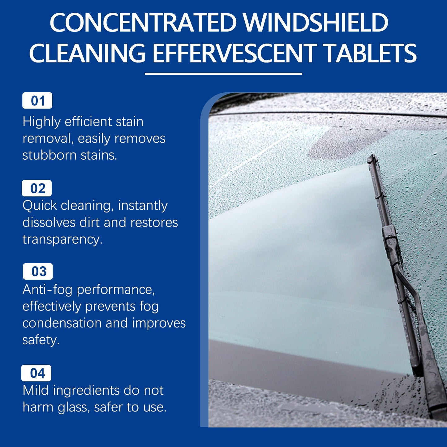 Rayhong Windshield cleaning tablets Car window glass stain and water mark waterproof cleaning effervescent tablets