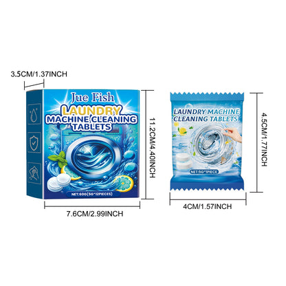 Jue-Fish Washing machine cleaning tablets Washing machine tank stain remover, dirt cleaner, odor eliminator, effervescent tablets