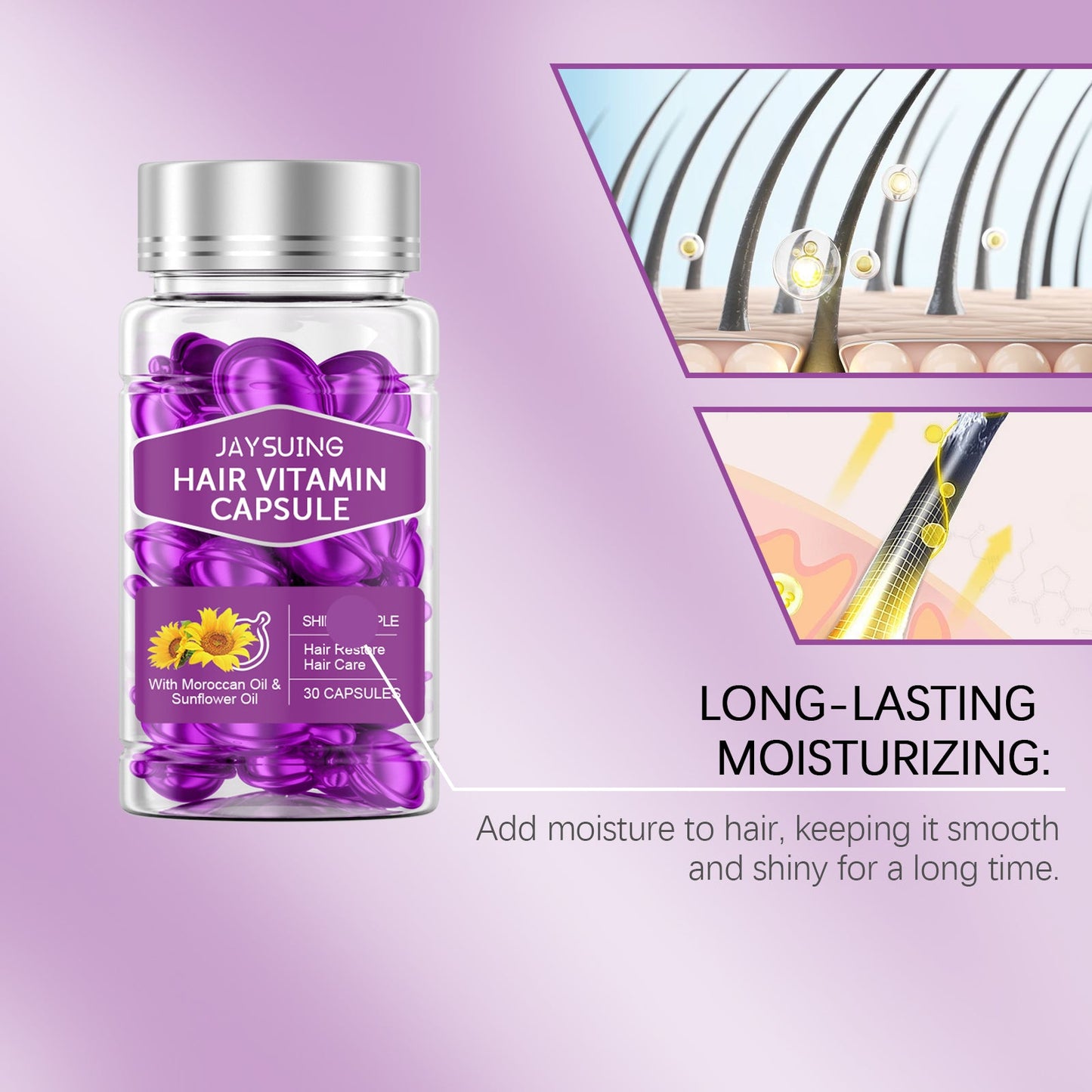 Jaysuing Hair Care Essential Oil Capsules Hair Smoothing Care to Improve Dryness and Frizz, Hair Care Essential Oil