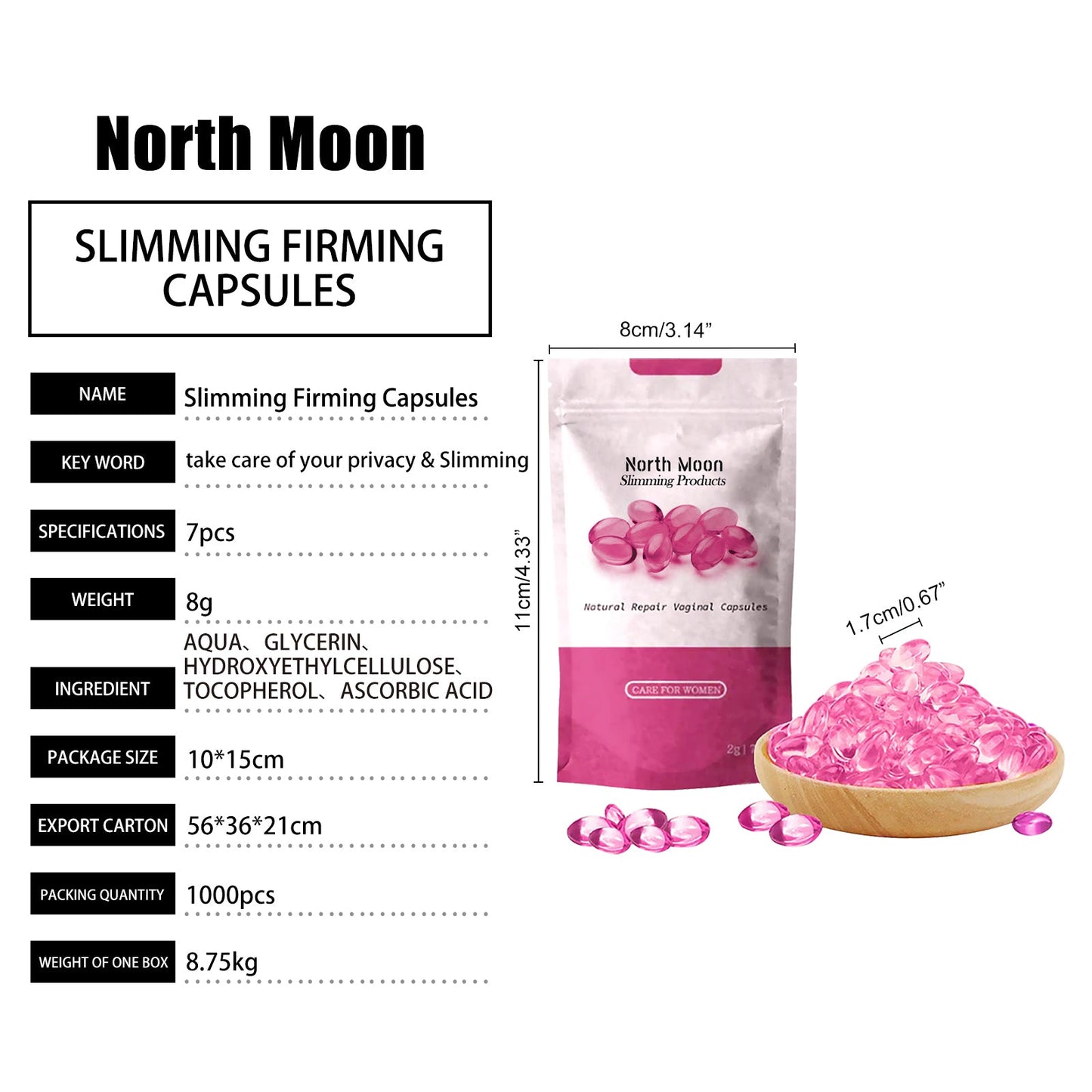 North Moon Fish Oil Softgels for the Body Moisturizing and delicate body skin and abdominal care fish oil soft capsules