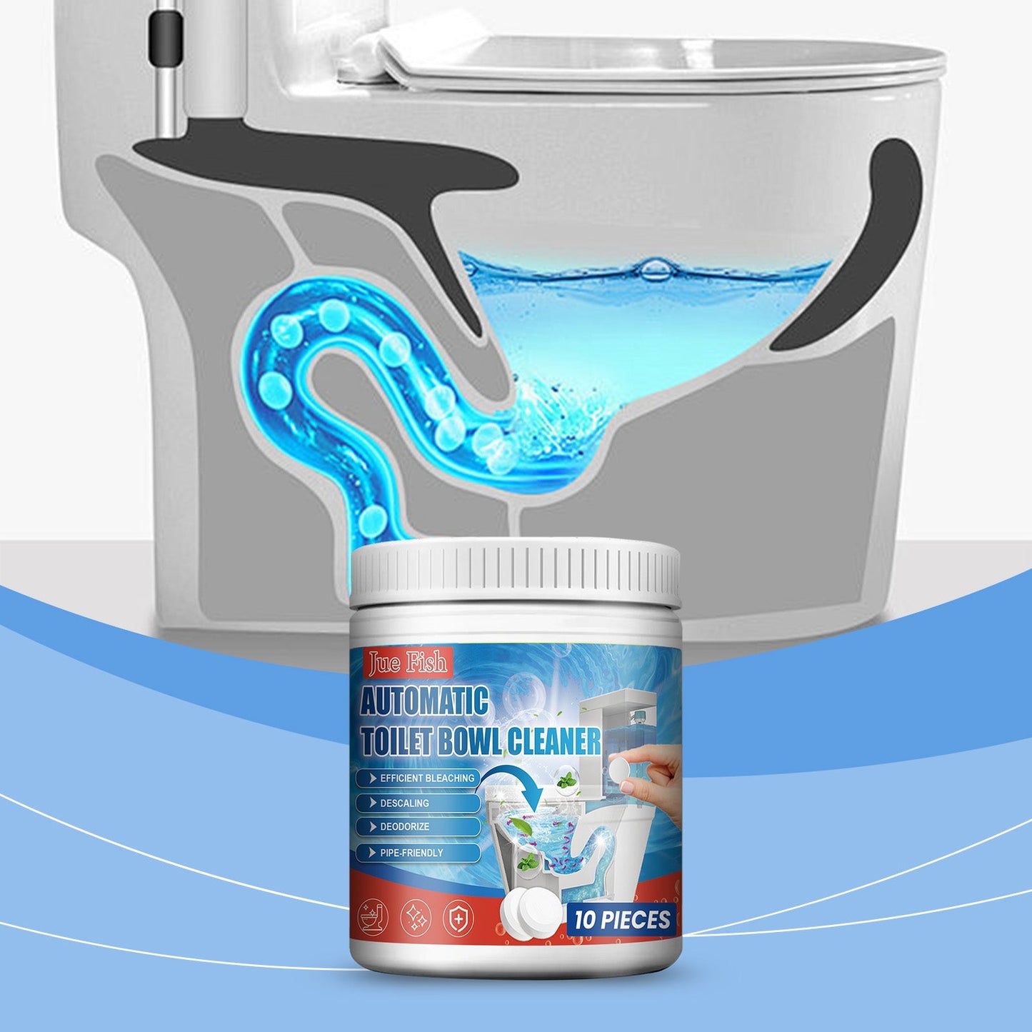 Jue Fish Toilet cleaner tablets Bathroom Toilet Cleaning Tablets for Removing Stubborn Stains and Odors