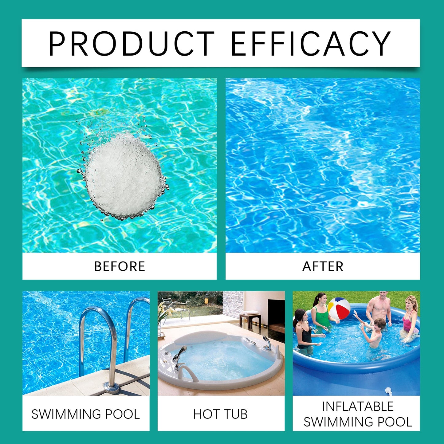 Jaysuing Pool cleaning tablets Daily private pool cleaning tablets for removing scale and odors, instant cleaning