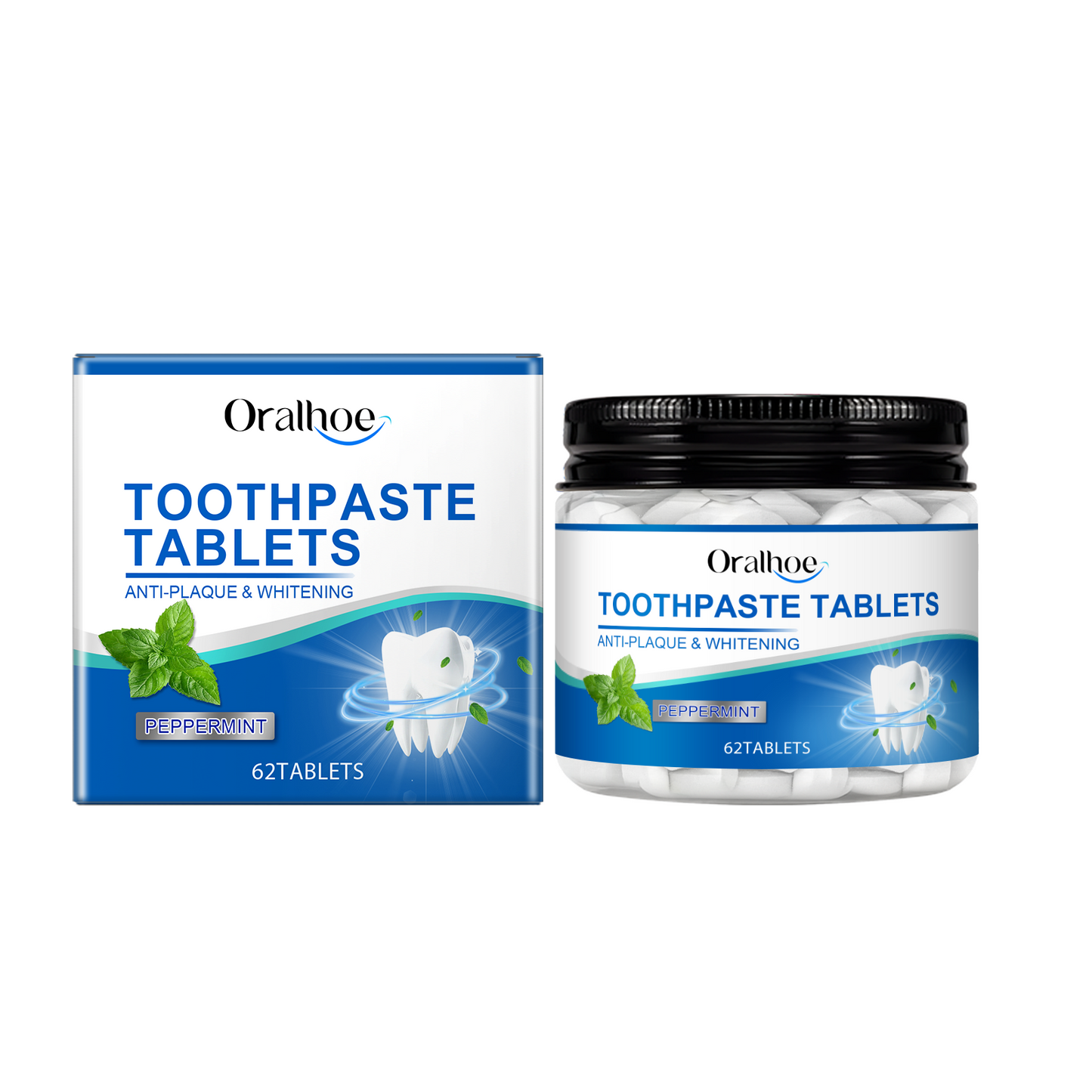 Oralhoe Mint toothpaste tablets Cleans yellow stains on teeth, freshens breath, convenient oral care, brightening mint toothpaste tablets