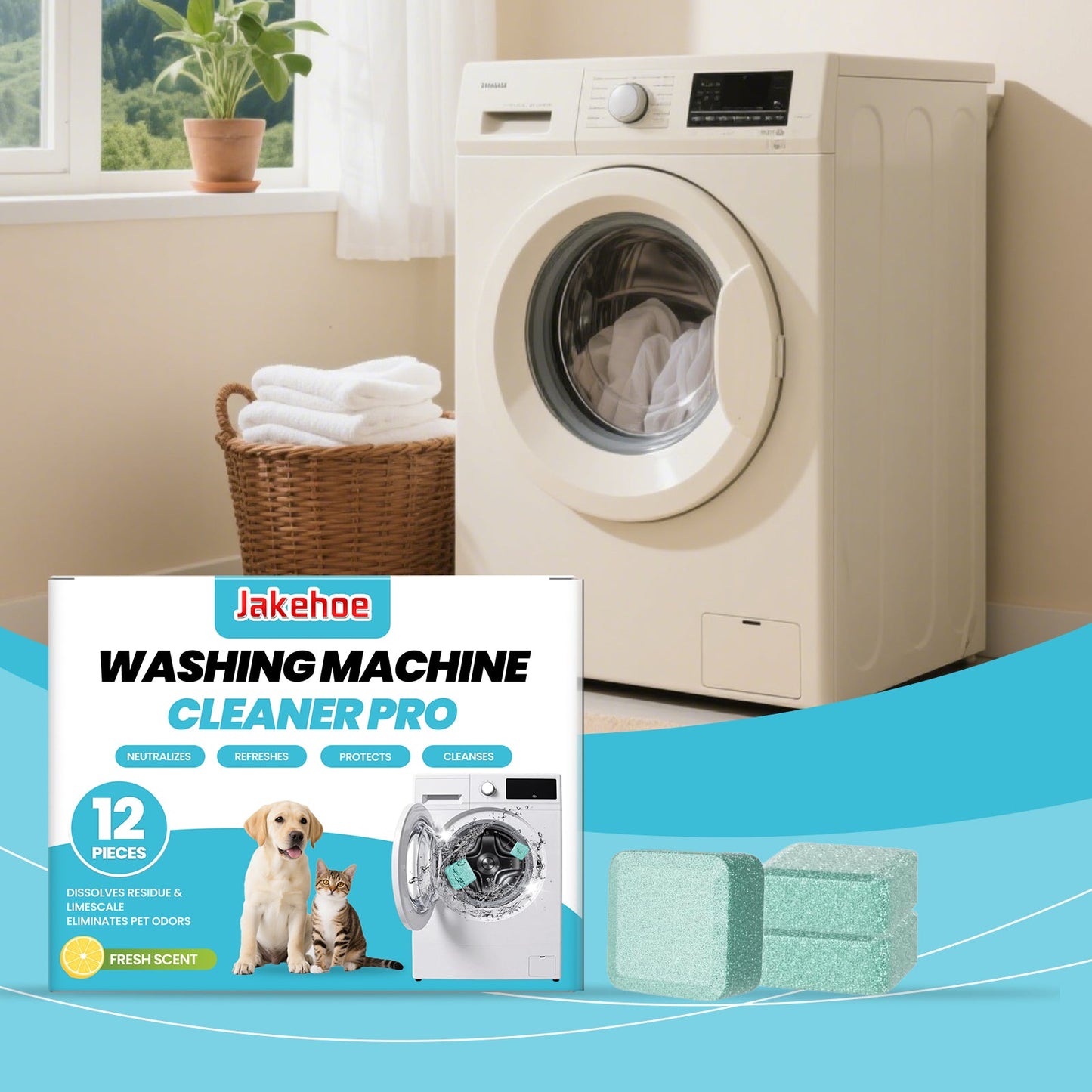 Jakehoe Washing machine cleaning tablets Daily household drum washing machine gently cleans stains, scale, and odors