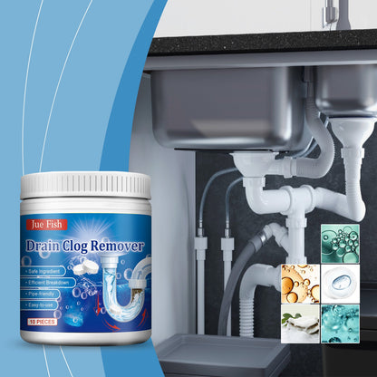 Jue-Fish Drain Cleaning Effervescent Tablets Kitchen and bathroom drain oil clog dissolving deodorizing cleaning effervescent tablets