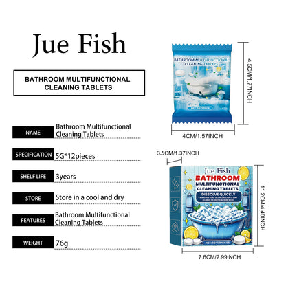 Jue-Fish Bathroom cleaning effervescent tablets Bathroom sink stain remover and fragrance-retaining glass bathtub scale cleaner