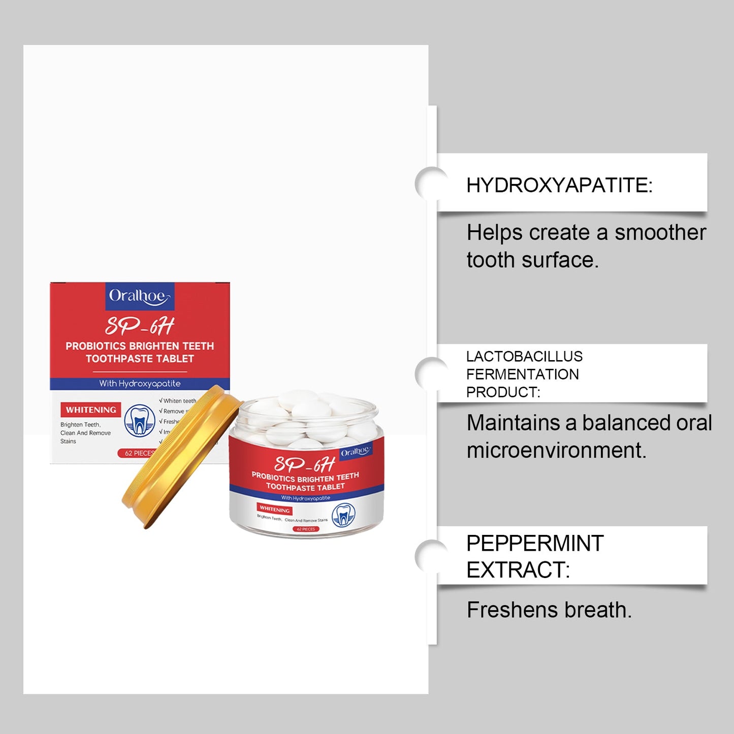 Oralhoe Mint Fresh Mouthwash Tablets Gentle teeth cleaning, fresh breath, portable mouthwash tablets for on-the-go use