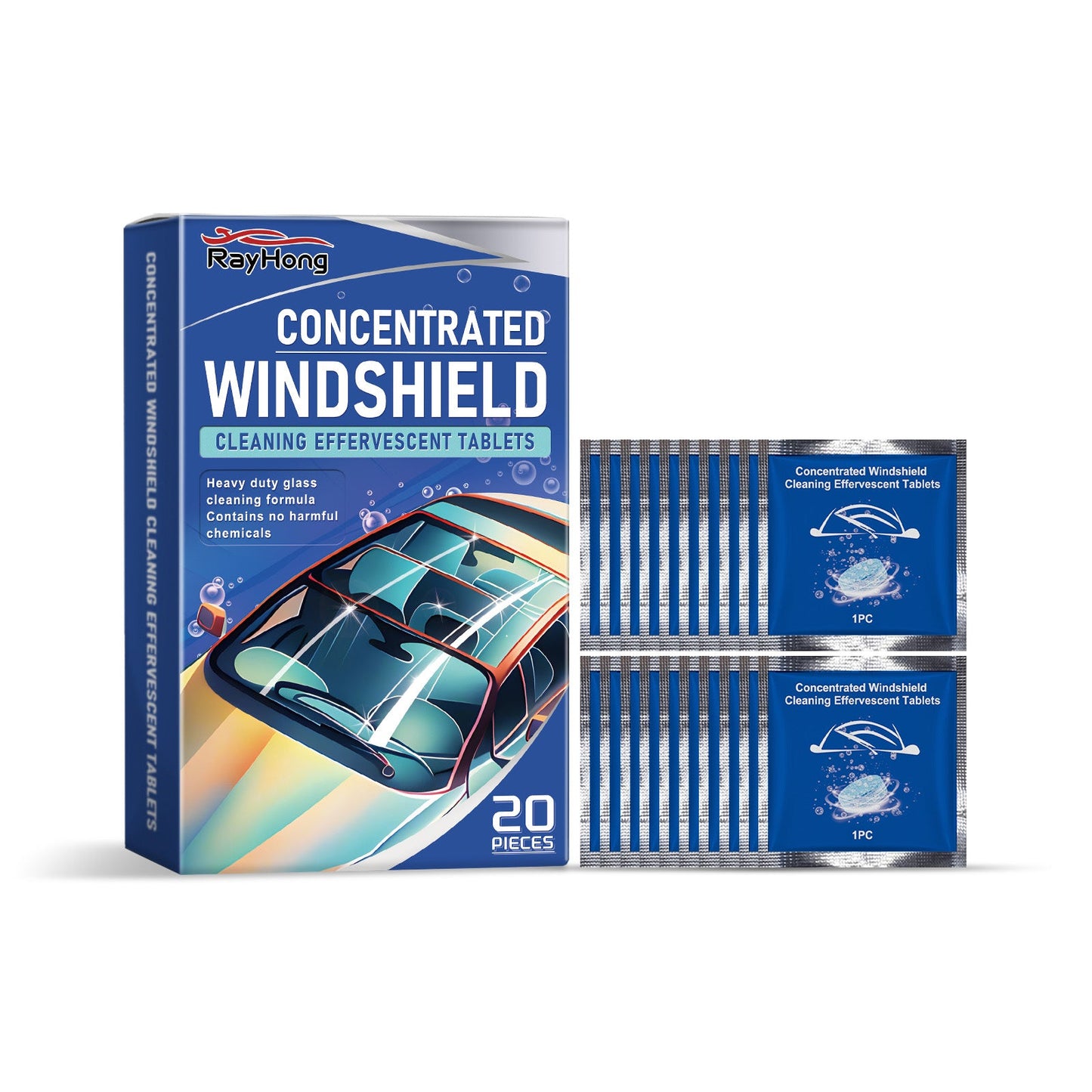Rayhong Car windshield cleaning tablets Windshield cleaning stain remover, rainproof, anti-fog, waterproof cleaning tablets
