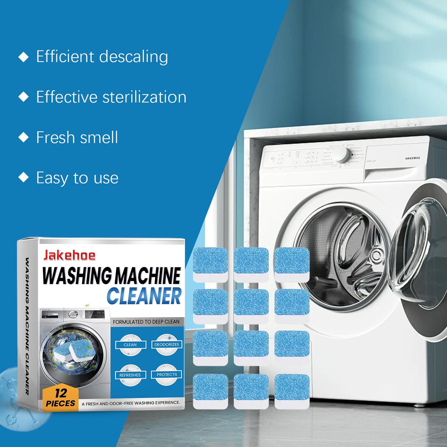 Jakehoe Washing machine descaling cleaning tablets Household drum washing machine cleaning tablets for removing odors and dirt
