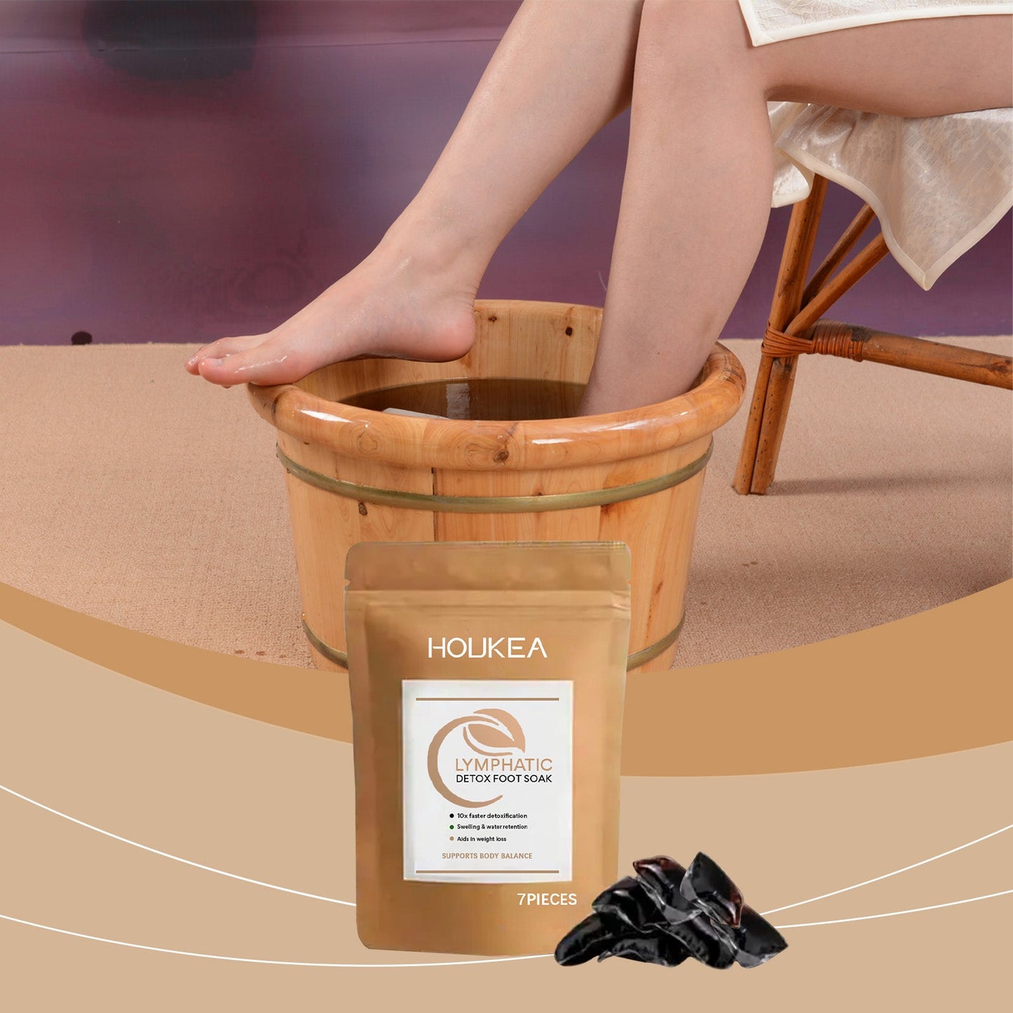 Houkea  Foot bath beads Gently cleanses foot skin, relieves dryness, and provides comfort with herbal foot soak beads
