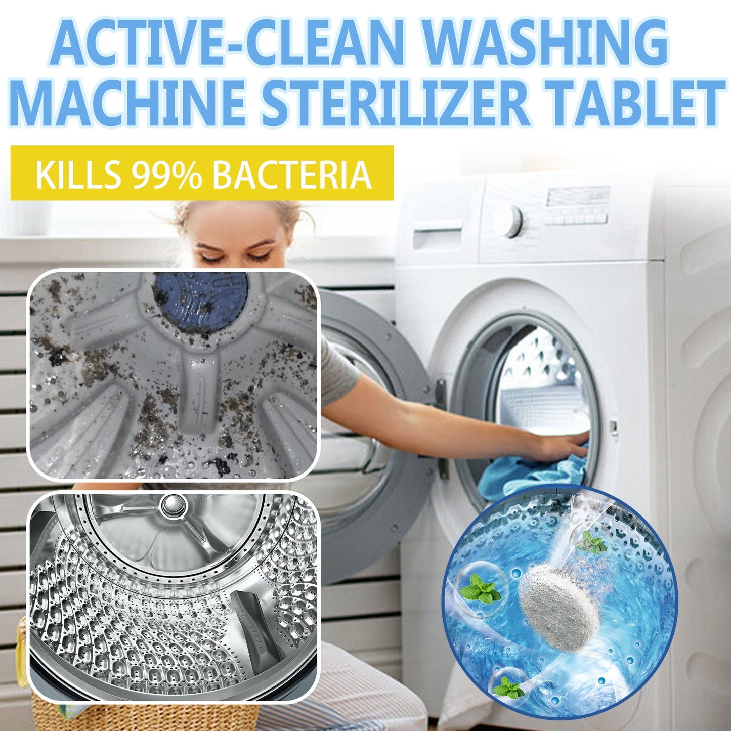 Jaysuing Washing machine cleaning tablets Automatic drum-type cleaning tablets for washing machine tanks to remove dirt and odors