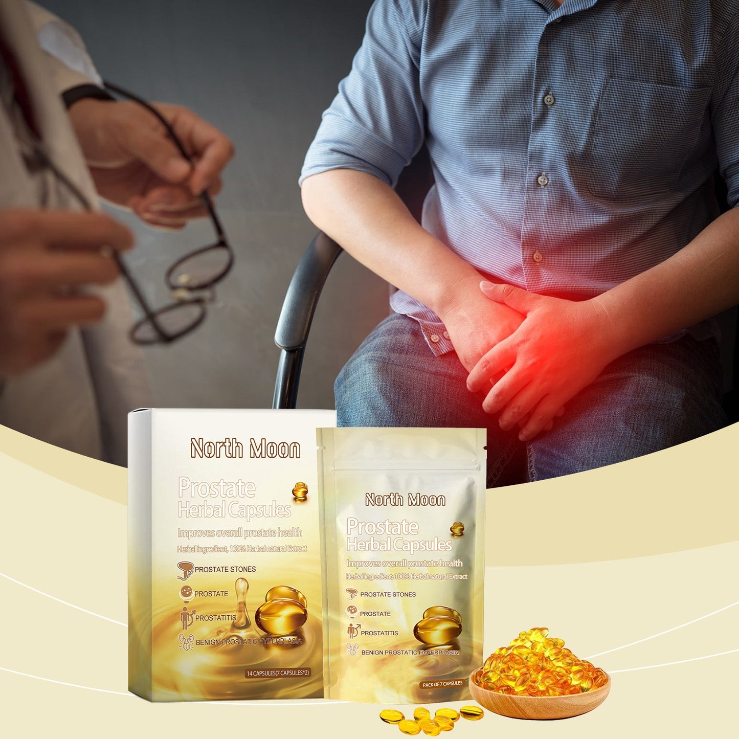 North Moon Men's Care Capsules Men's Gentle Herbal Care Capsules for Vitality Enhancement and Body Maintenance