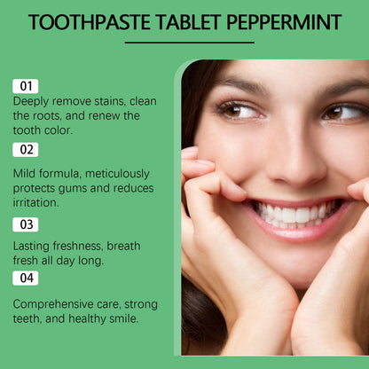 Oralhoe Whitening Toothpaste Tablets Mint tooth cleaning tablets for yellow teeth, tartar, and bad breath