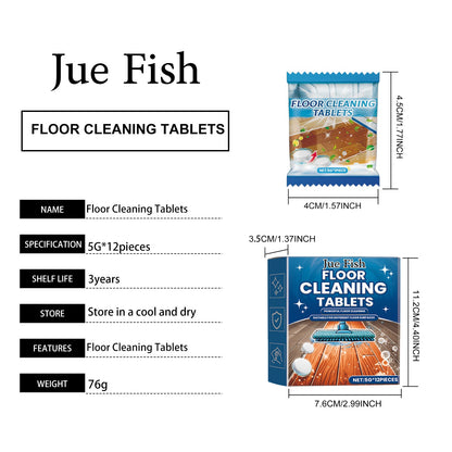 JUE FISH Floor Cleaning Effervescent Tablets Floor tile stain remover, descaler, brightener, polisher, cleaning effervescent tablets
