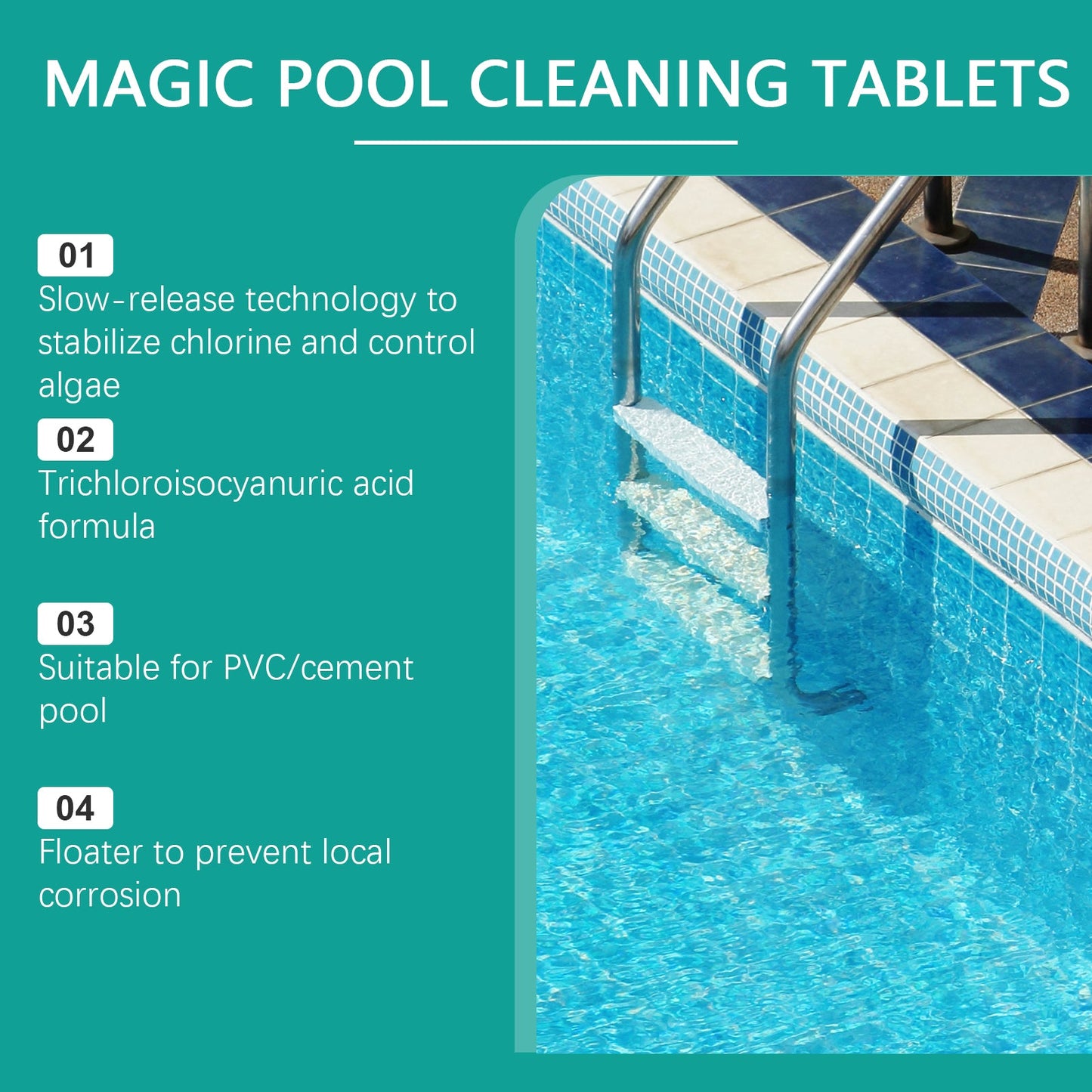 Jaysuing Pool cleaning tablets Daily private pool cleaning tablets for removing scale and odors, instant cleaning