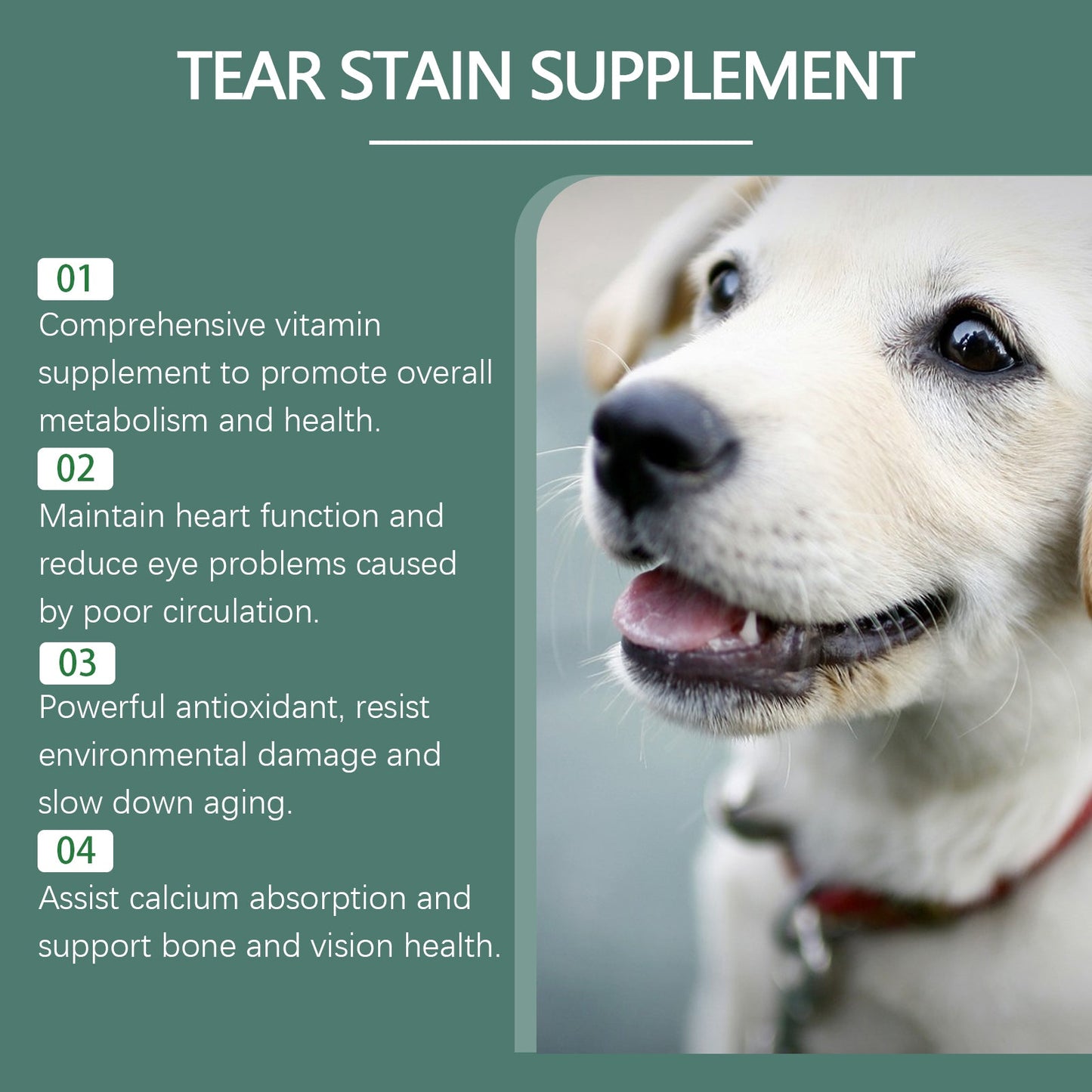Yegbong Tear stain tablets for dogs Gentle cleaning tablets for pet dogs' tear stains and eye dirt