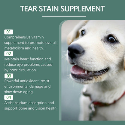 Yegbong Tear stain tablets for dogs Gentle cleaning tablets for pet dogs' tear stains and eye dirt