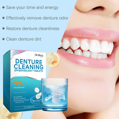 Oralhoe Denture cleaning effervescent tablets Gentle cleaning of denture stains, fresh and clean, daily portable effervescent tablets