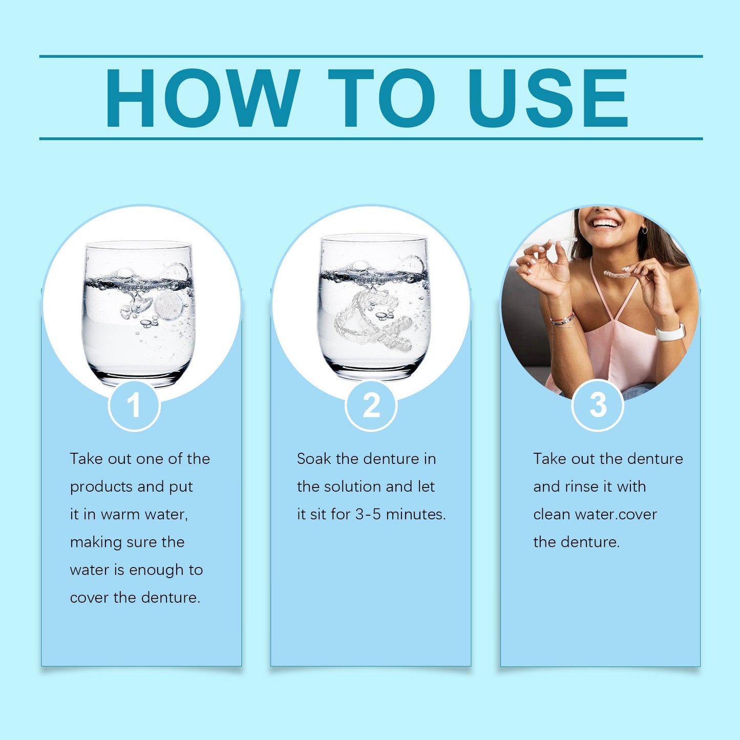Oralhoe Denture Retainer Cleaning Tablets Cleans bad breath and leaves a pleasant scent, cleaning tablets for braces and dentures care