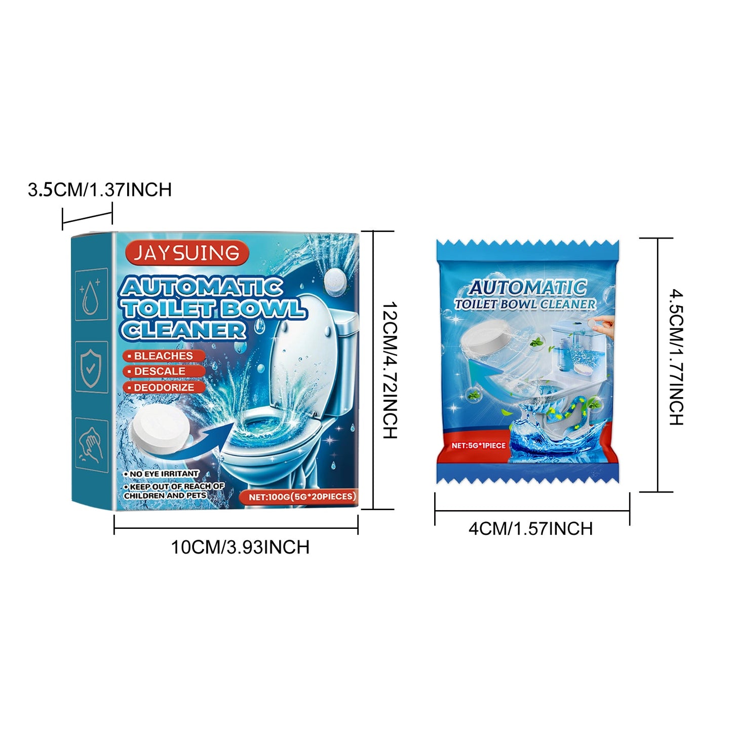 JAYSUING Toilet cleaning tablets Efficient toilet cleaning, stain removal, descaling, and deodorizing toilet cleaning tablets