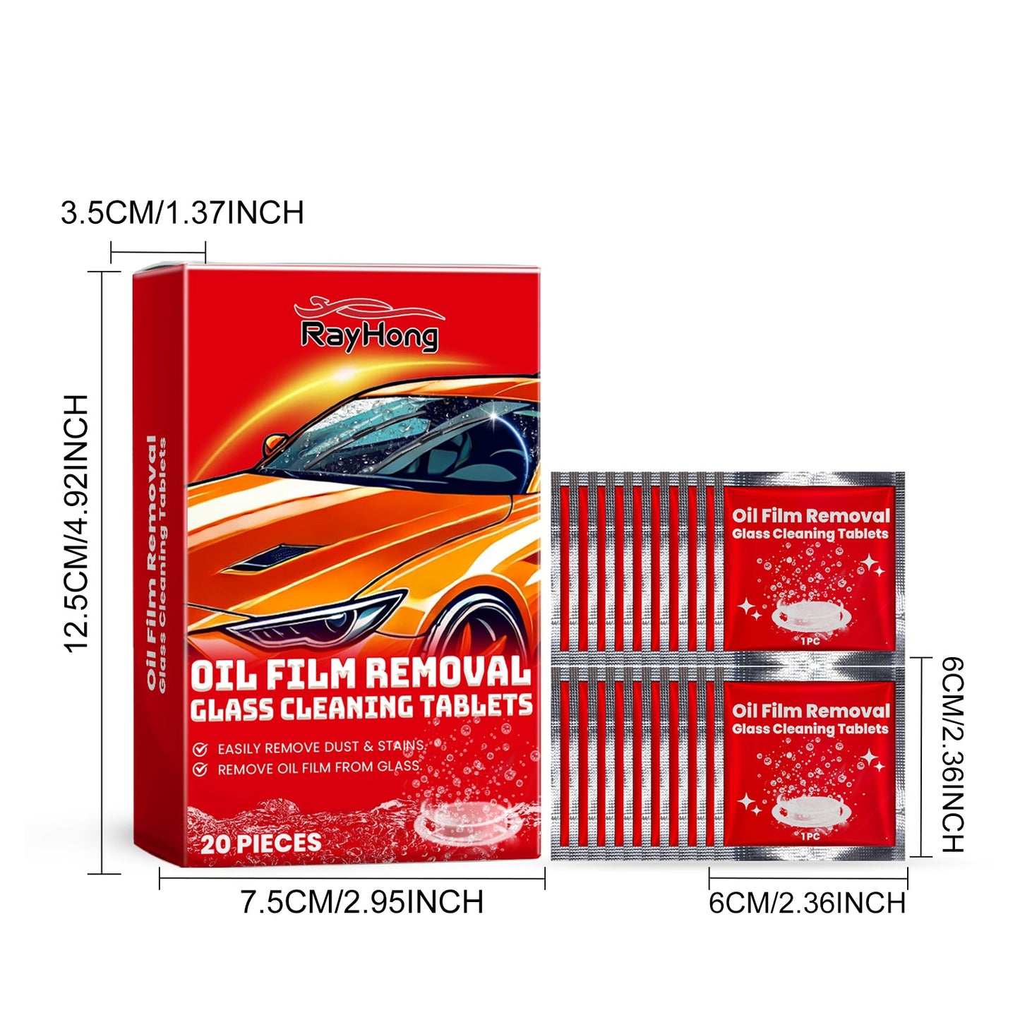 Rayhong Windshield cleaning effervescent tablets Car window glass stain and water mark waterproof cleaning tablets