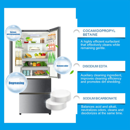 Jue-Fish Refrigerator cleaning effervescent tablets Kitchen refrigerator cleaning tablets for removing grease and odors, multi-purpose cleaning tablets