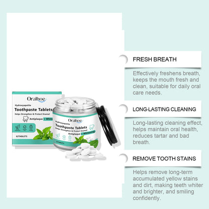 Oralhoe Mint Whitening Toothpaste Tablets Oral odor remover, breath freshener, portable toothpaste chewable tablets