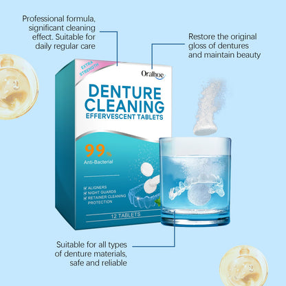 Oralhoe Denture cleaning effervescent tablets Gentle cleaning of denture stains, fresh and clean, daily portable effervescent tablets
