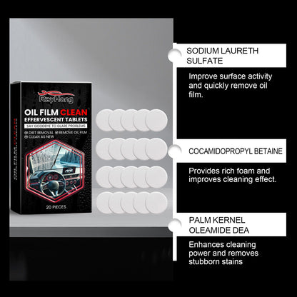 Rayhong Glass oil film cleaning tablets Front windshield oil film remover, stain remover, and brightening cleaning tablet