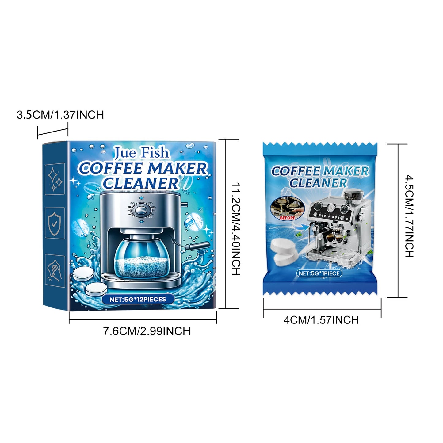 Jue-Fish Coffee machine cleaning tablets Cleaning and descaling the coffee machine filter to maintain and clean it from dirt