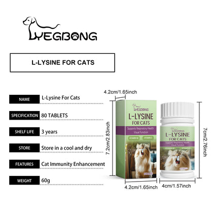Yegbong Cat ammonia L-Lysine tablets Pet cat body care to maintain the cat's good health
