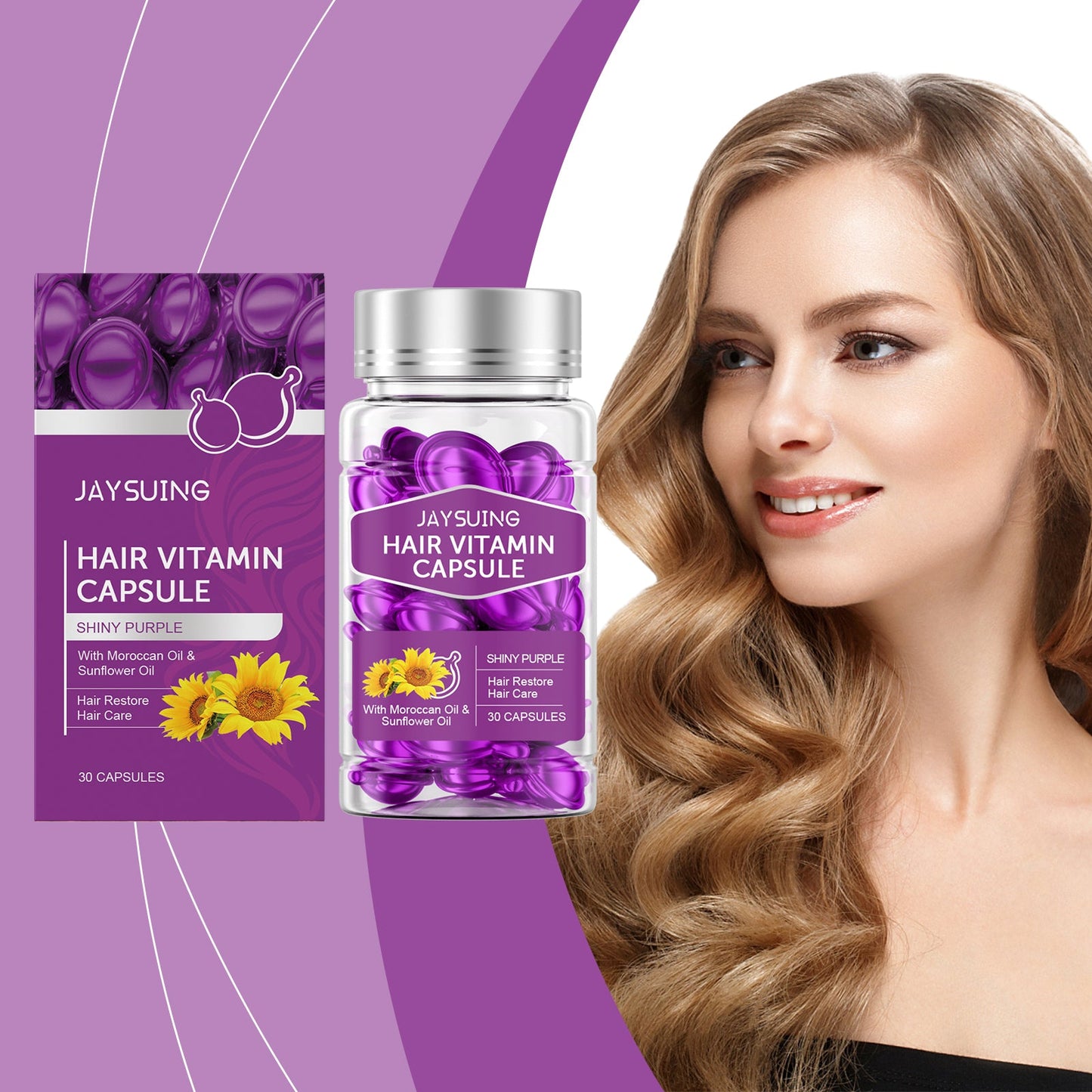 Jaysuing Hair Care Essential Oil Capsules Hair Smoothing Care to Improve Dryness and Frizz, Hair Care Essential Oil