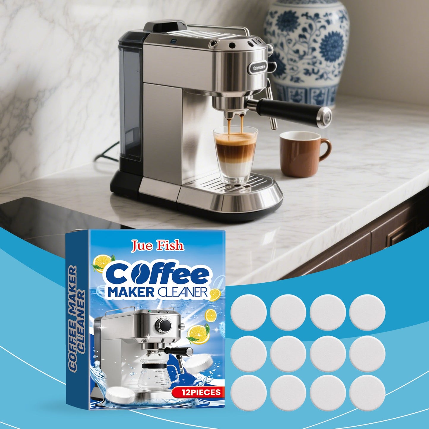 Jue Fish Coffee machine cleaning tablets Coffee machine stain removal filter cleaning tablets for household use