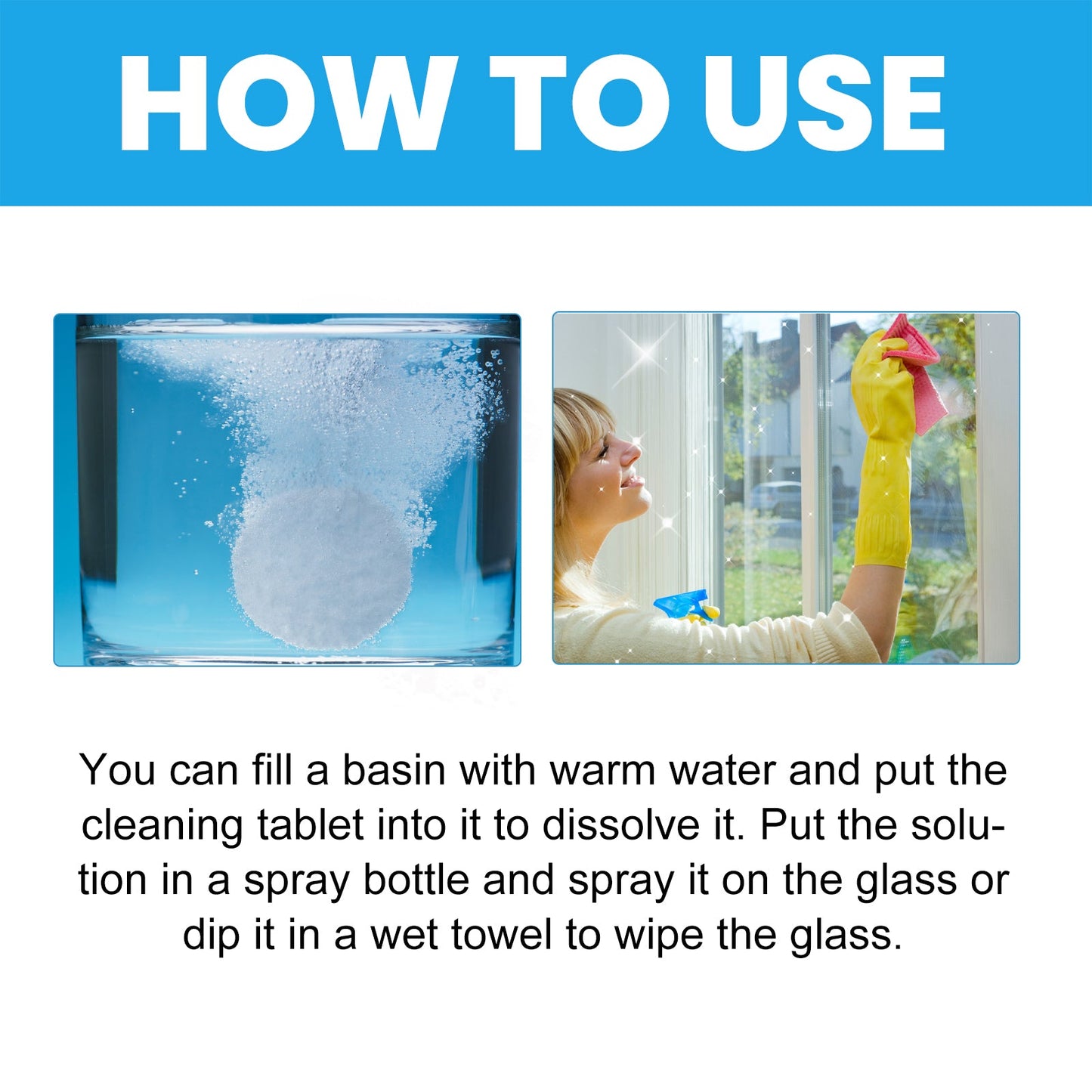 Jakehoe Glass cleaning tablets Car, home, and bathroom mirror cleaner removes water stains, provides clear vision, and prevents fogging