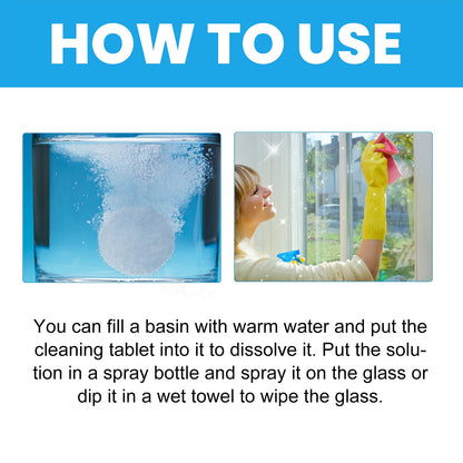 Jakehoe Glass cleaning tablets Car, home, and bathroom mirror cleaner removes water stains, provides clear vision, and prevents fogging