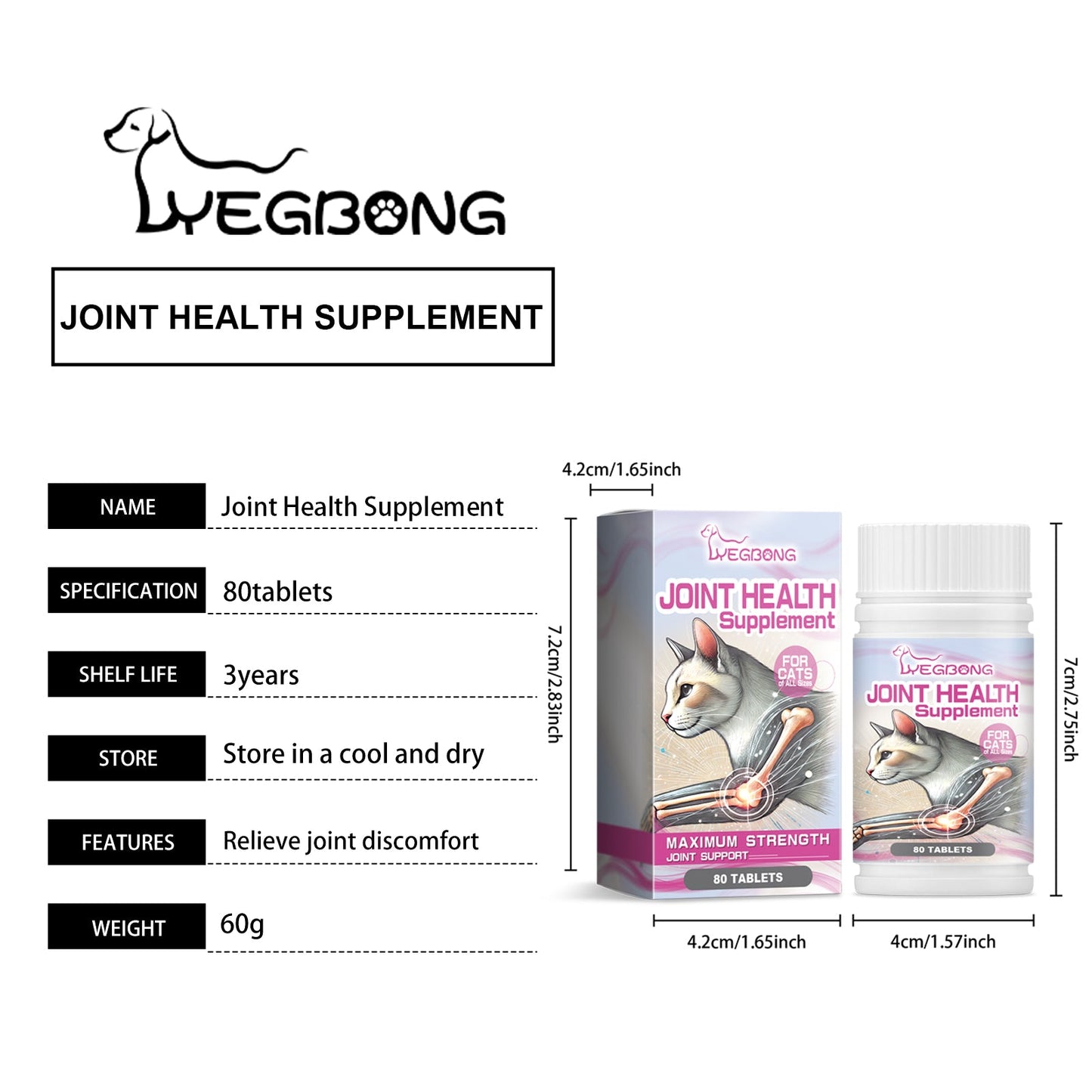 Yegbong Joint care tablets for cats Pet Cat Joint Care: Protecting and Maintaining Pet Joint Health