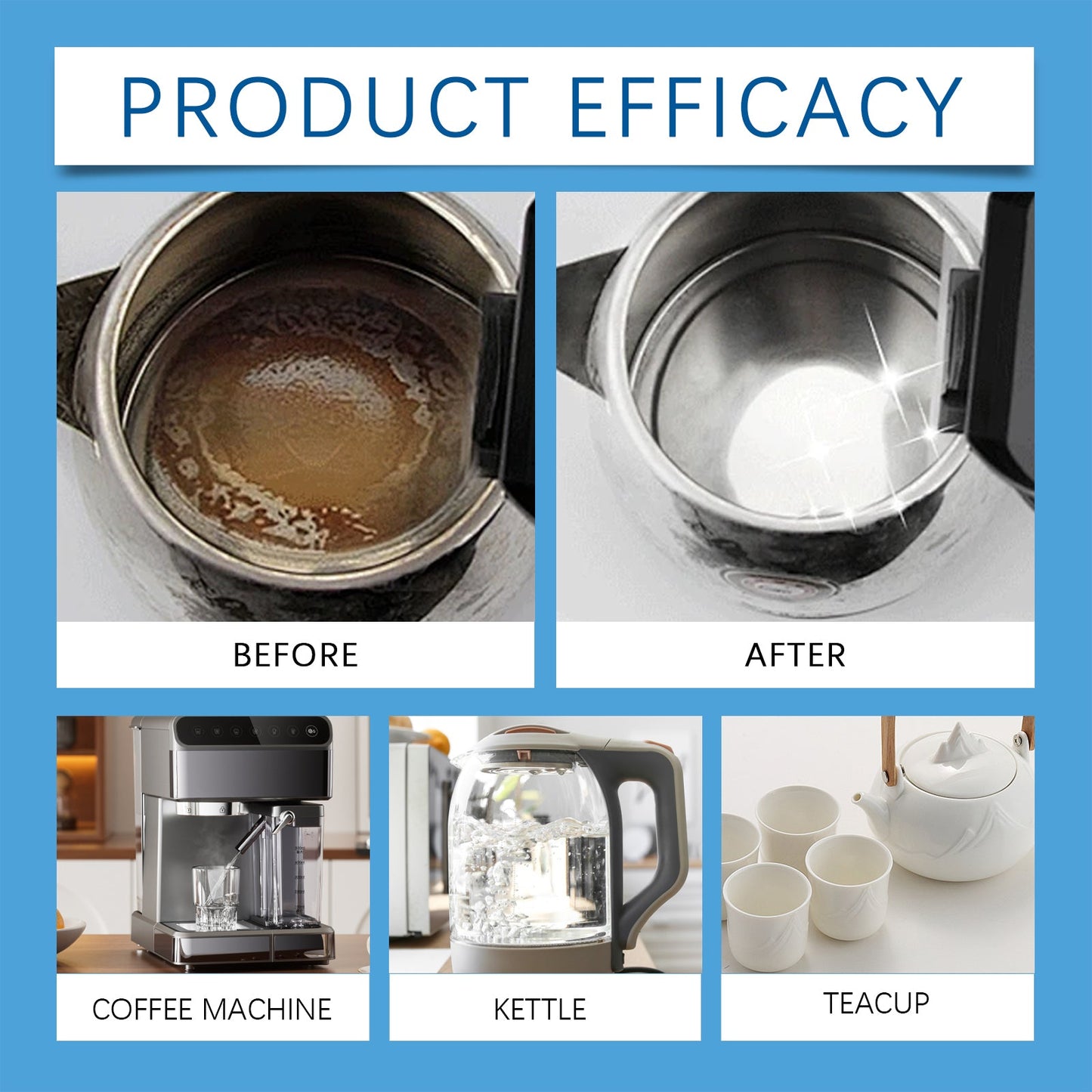 Jaysuing Multi-purpose descaling effervescent tablets Descaling tablets for electric kettles, water scale cleaning and descaling tablets