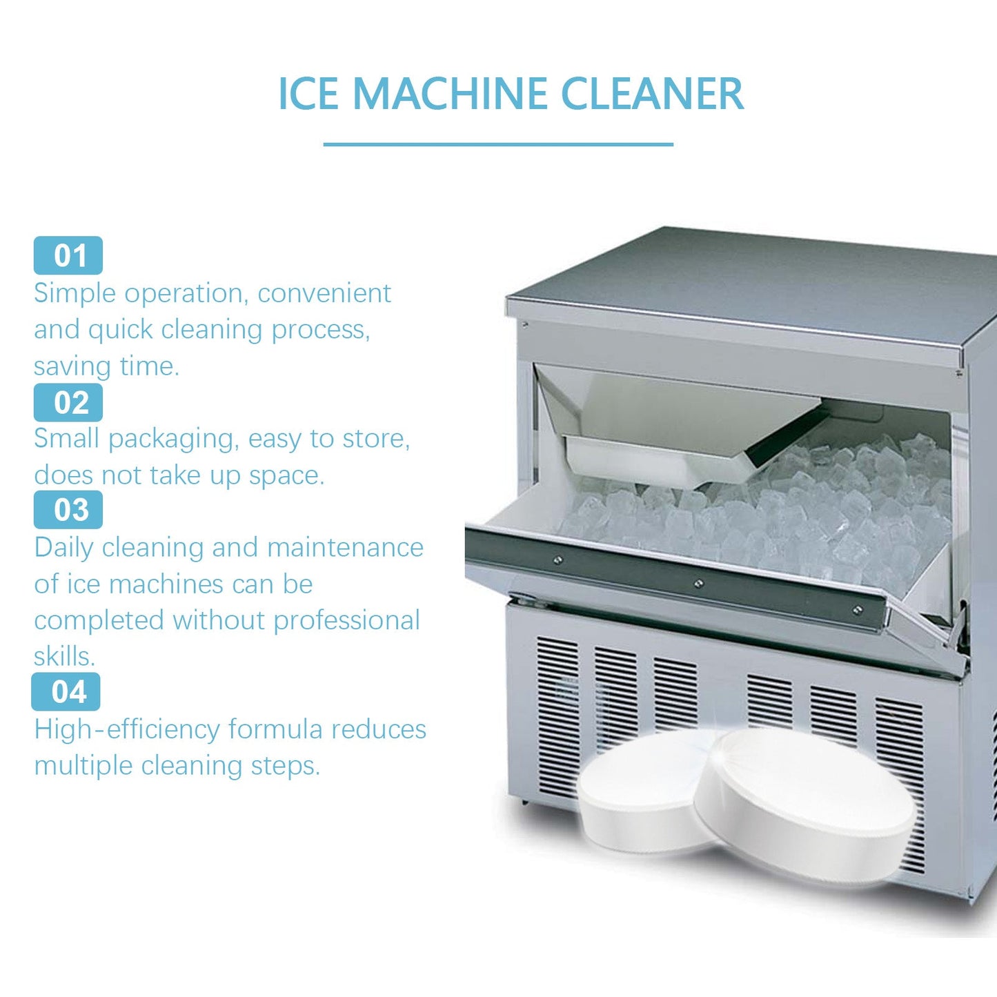 Jakehoe Ice Maker Cleaning Tablets Household Mild Cleaning, Descaling, Deodorizing, and Care Ice Maker Cleaning Tablets