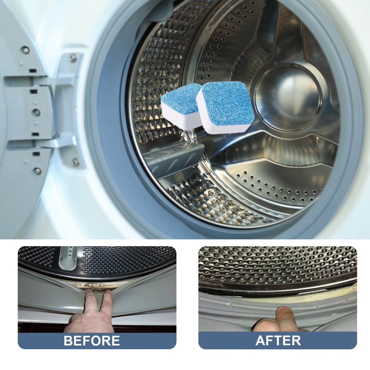 Jakehoe Washing machine cleaning tablets Washing machine tank stain cleaner effervescent tablets for automatic cleaning
