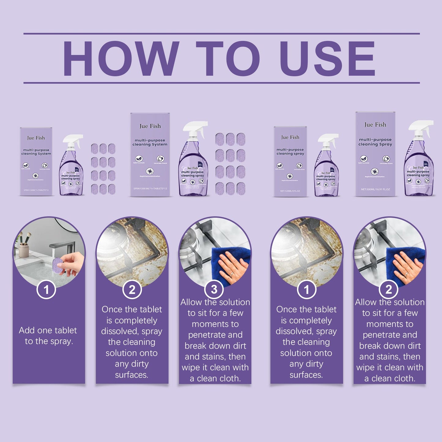 Jue Fish Multifunctional Cleaner Easy-to-use multi-purpose cleaner for cleaning grease and stains on kitchen stoves and utensils