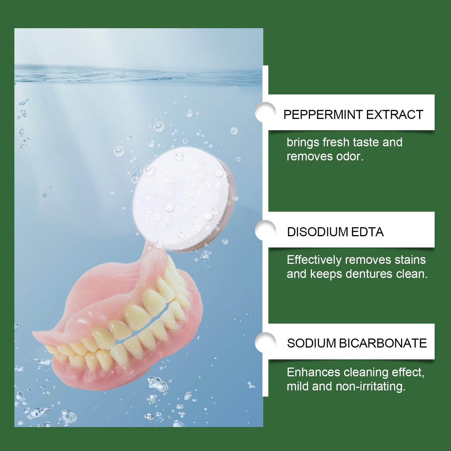 Oralhoe Denture cleaning tablets Hygiene care, cleaning of dental plaque and stains, braces, dentures, dental cleaning tablets