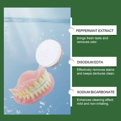 Oralhoe Denture cleaning tablets Cleaning and care, freshening, removing tooth stains, gentle care for braces and dentures, cleaning tablets