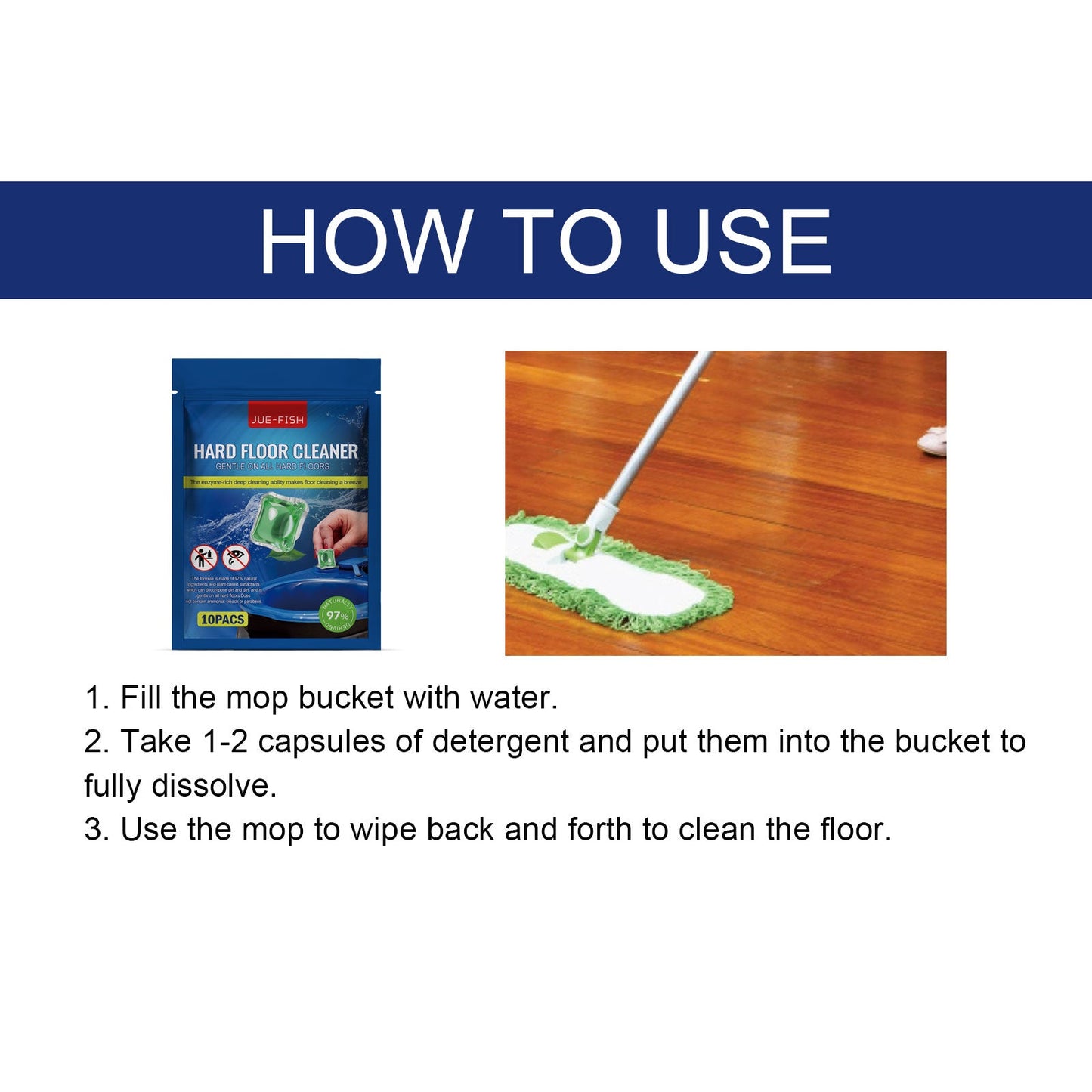 Jue-Fish Hard Floor Cleaning Beads Floor cleaner for stains, with fragrance, polishing and brightening effect, tile cleaner
